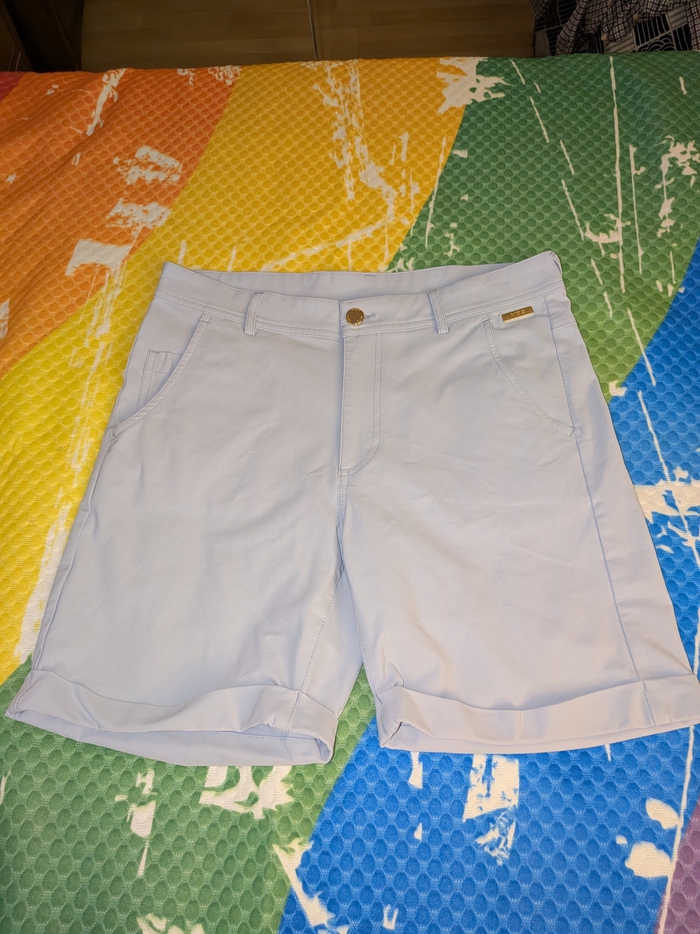 DC Women's Light Blue Athletic Shorts with Cuffed Hem